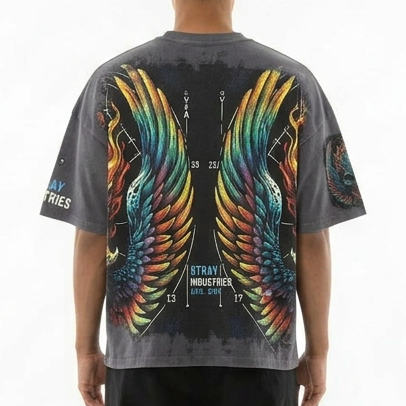 Burning skull tshirt by Stray, view 2