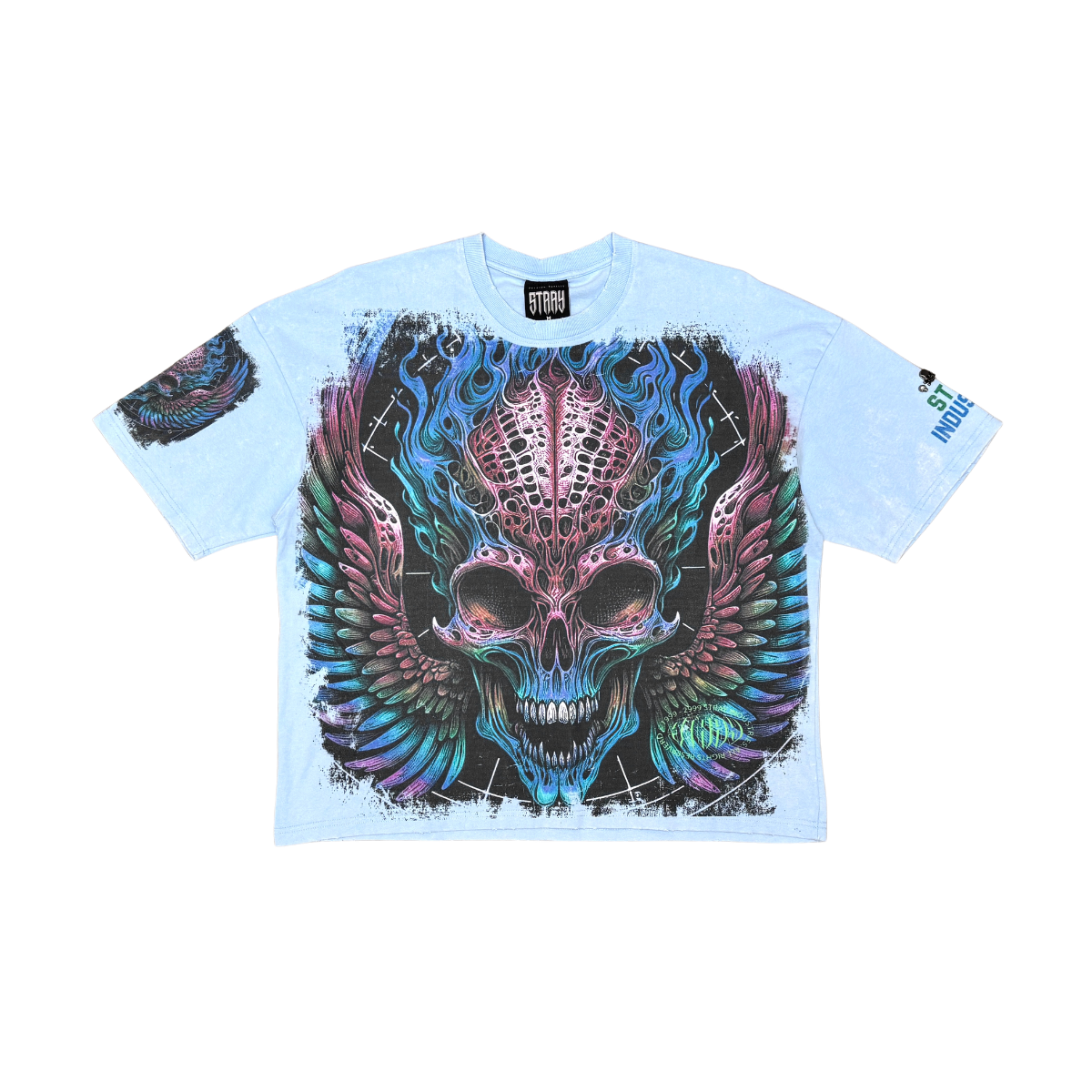 Burning skull tshirt by Stray, view 9