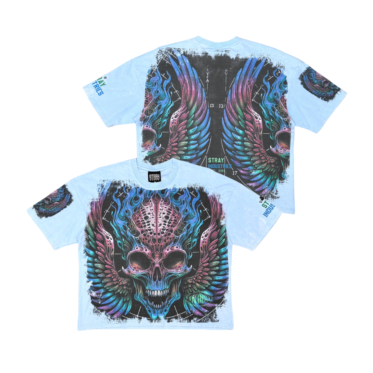 Burning skull tshirt by Stray, view 12