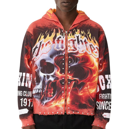 Fighter skull zipper hoodie