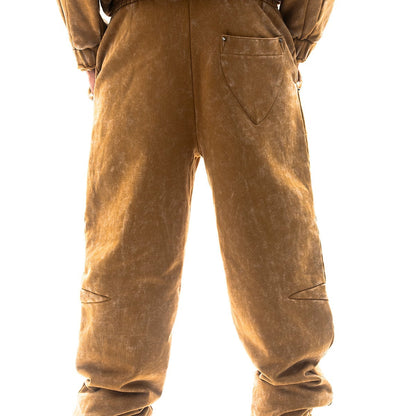 Garment-dyed heavyweight cotton fleece sweatpants Bone Brown by Unknown - 2