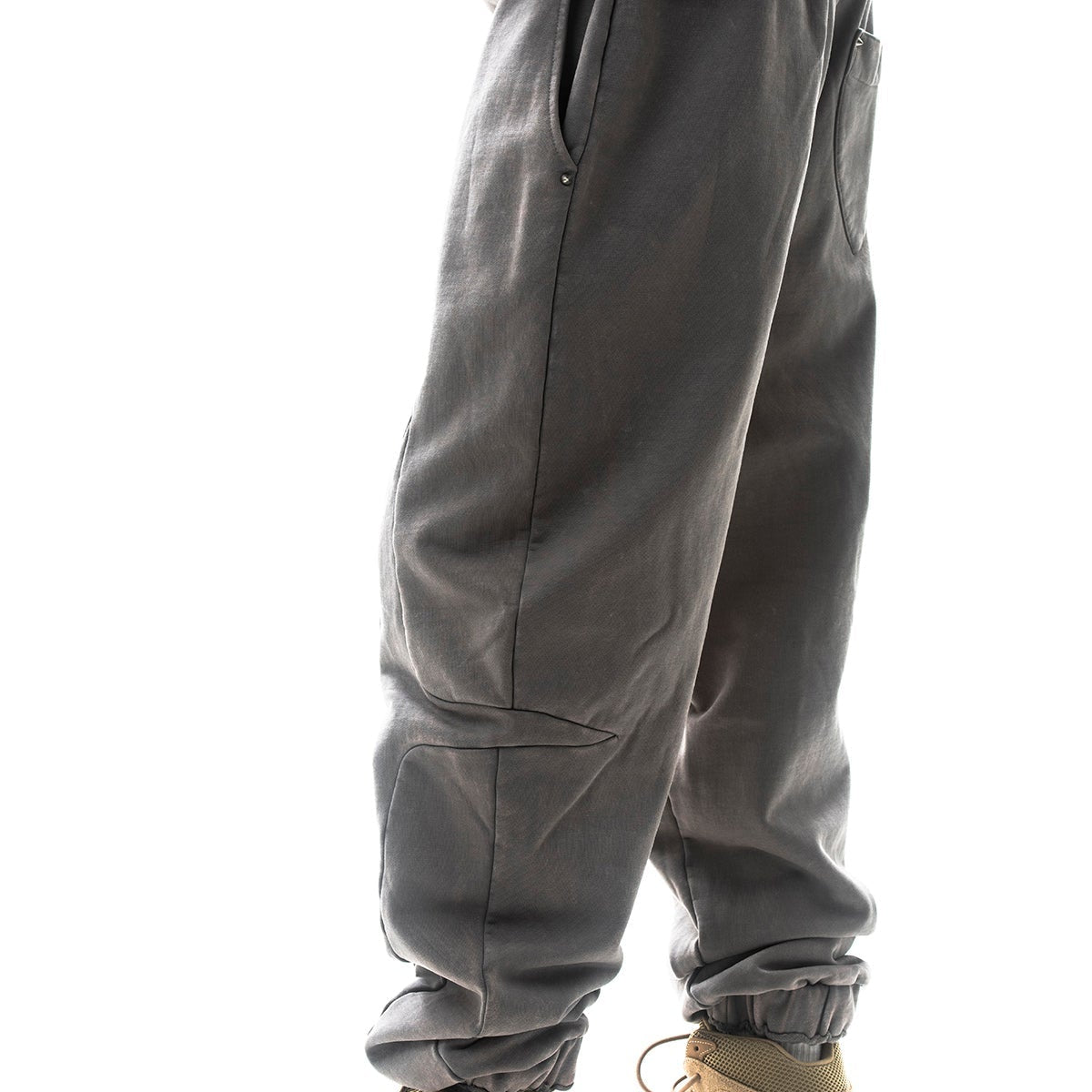 Garment-dyed heavyweight cotton fleece sweatpants Charcoal Grey by Unknown - 2