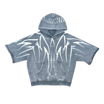Short sleeve printed hoodie