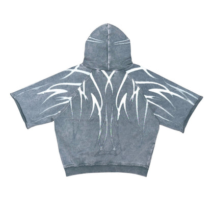 Short sleeve printed hoodie
