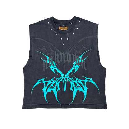 Printed wings sleeveless tee