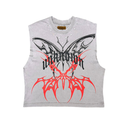 Printed wings sleeveless tee by Unknown - 8