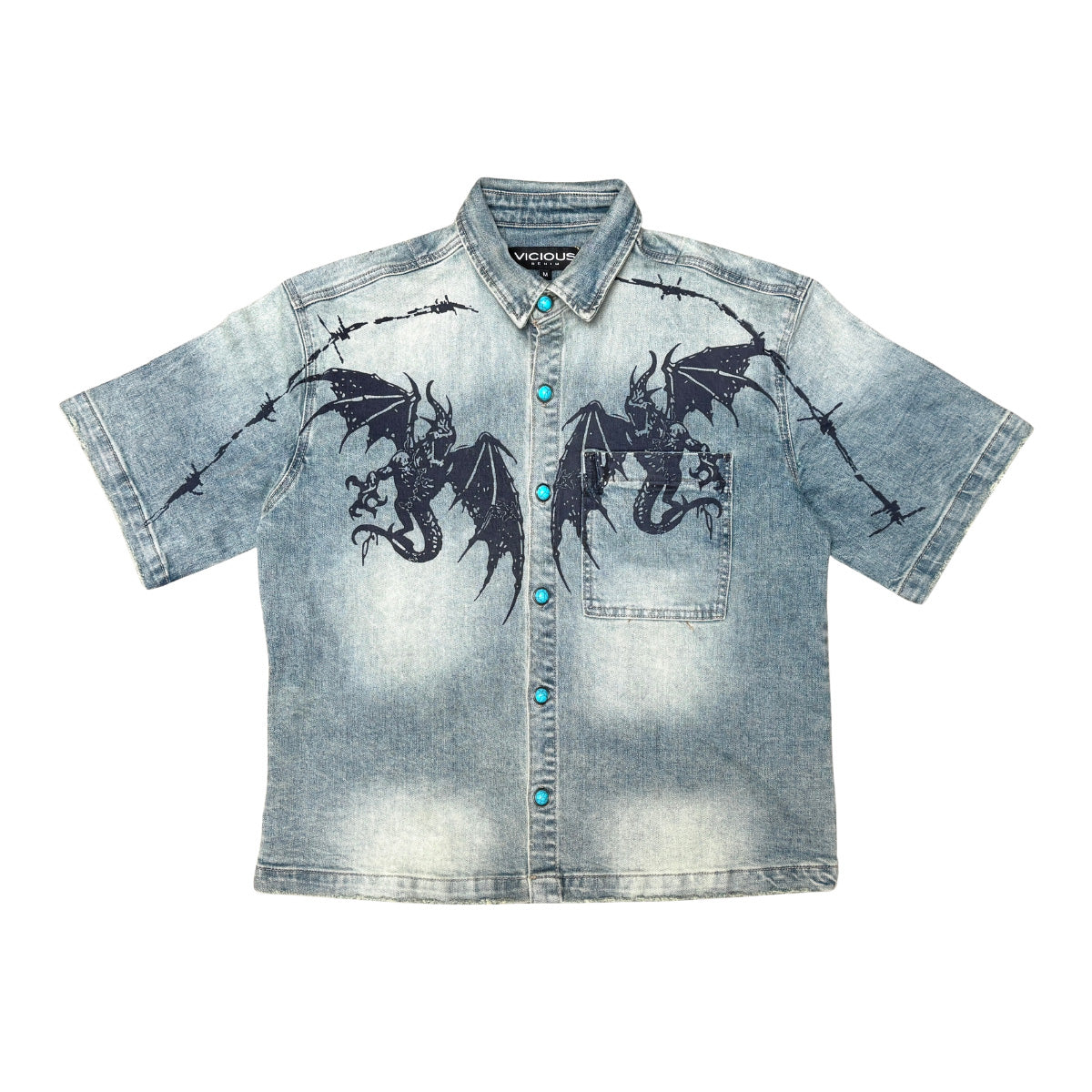 Dragon crest denim shirt by VIERICHEPARIS, view 3