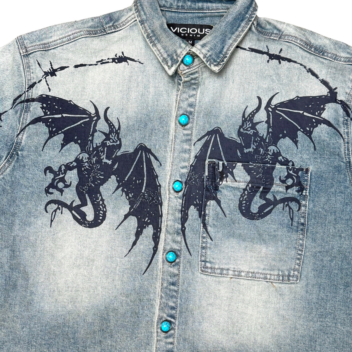 Dragon crest denim shirt by VIERICHEPARIS, view 4