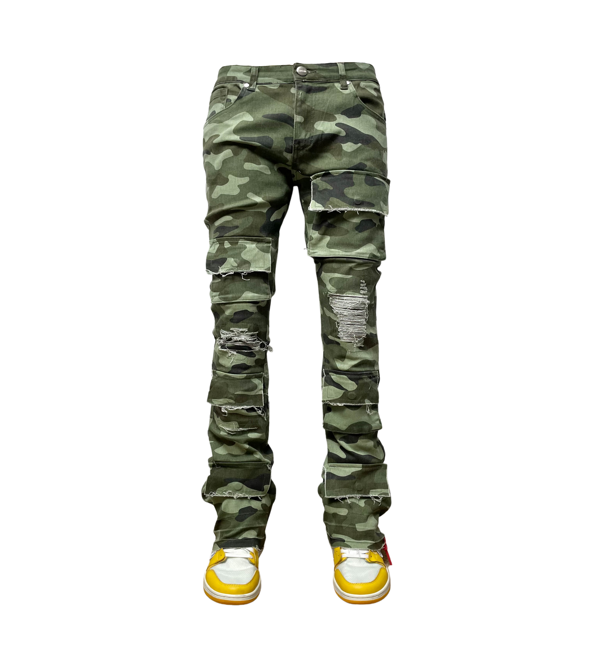 Vicious Rip & Repair Cargo Stack Jeans - Army | Vicious _2