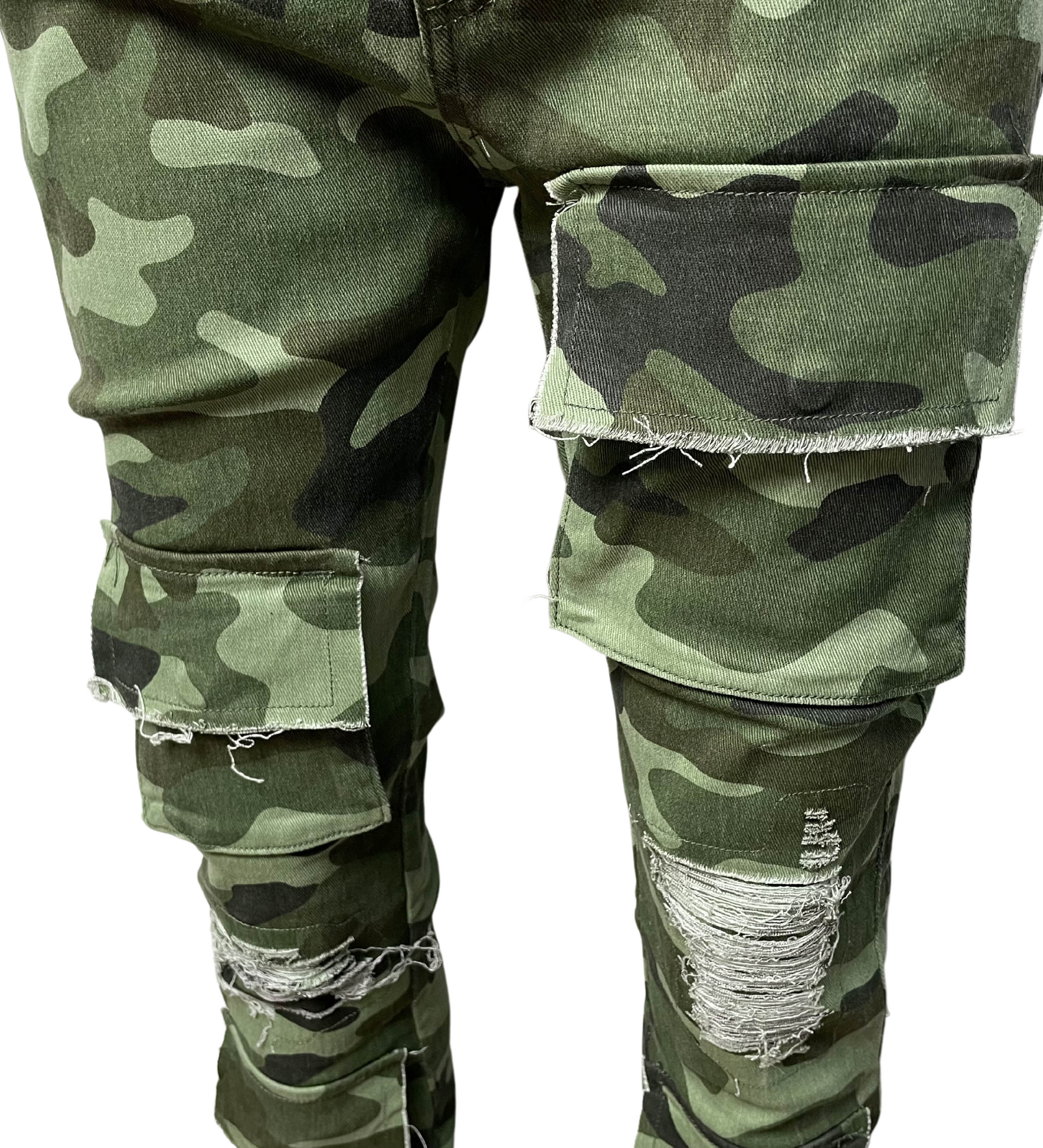 Vicious Rip & Repair Cargo Stack Jeans - Army | Vicious _3