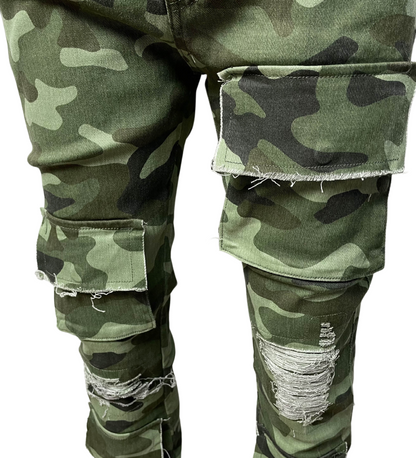 Vicious Rip & Repair Cargo Stack Jeans - Army | Vicious _3