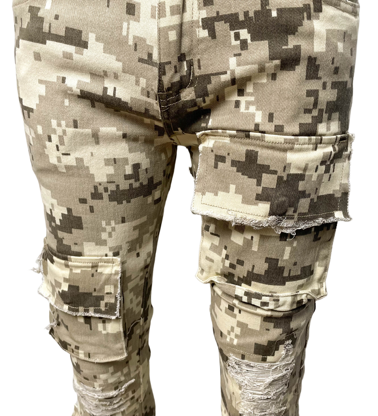 Vicious Rip & Repair Cargo Stack Jeans - Khaki | Vicious _6