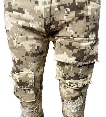Vicious Rip & Repair Cargo Stack Jeans - Khaki | Vicious _6