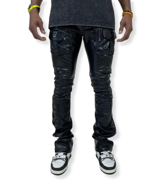 Vegan coated leather rider pant