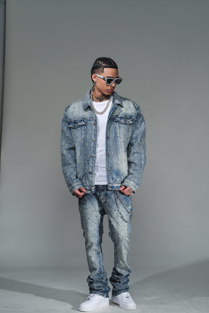 Embellished Flare  Denim Light Blue by Vicious - 2