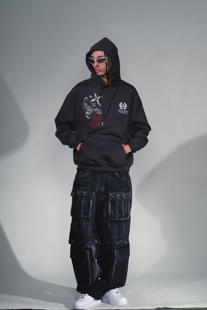 Multi Cargo Baggy Fit Denim  Black by Vicious - 2