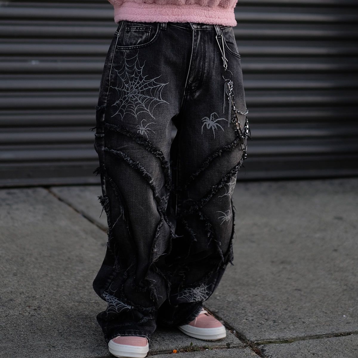 Vicious Spyder Web Baggy Fit Denim Pants Vintage Black by Vicious - 1