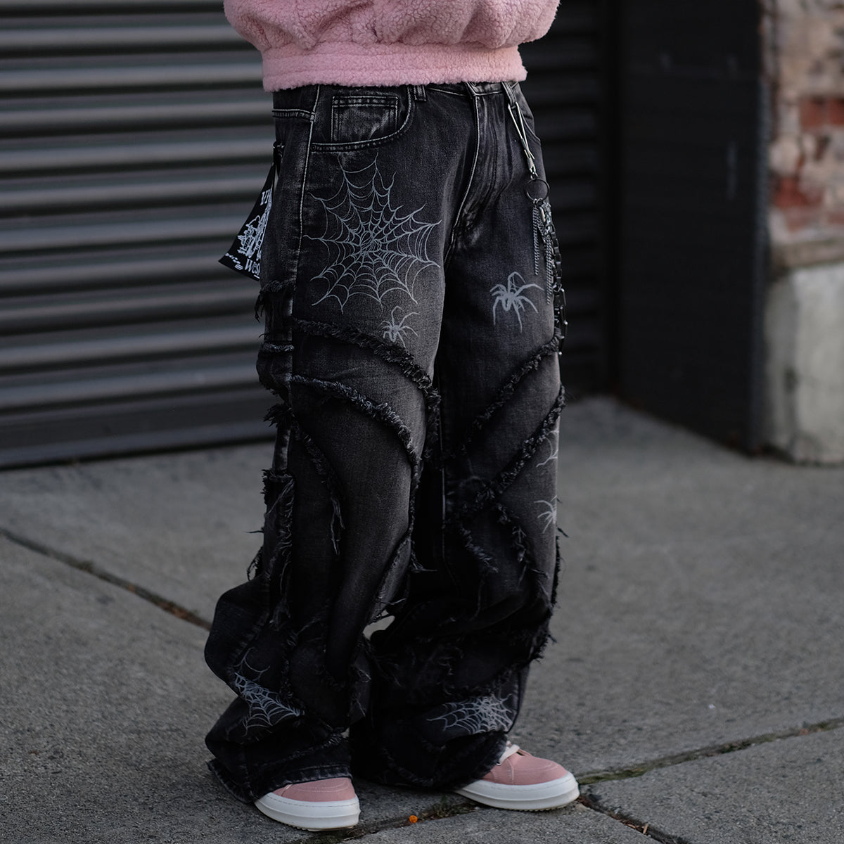 Vicious Spyder Web Baggy Fit Denim Pants Vintage Black by Vicious - 2
