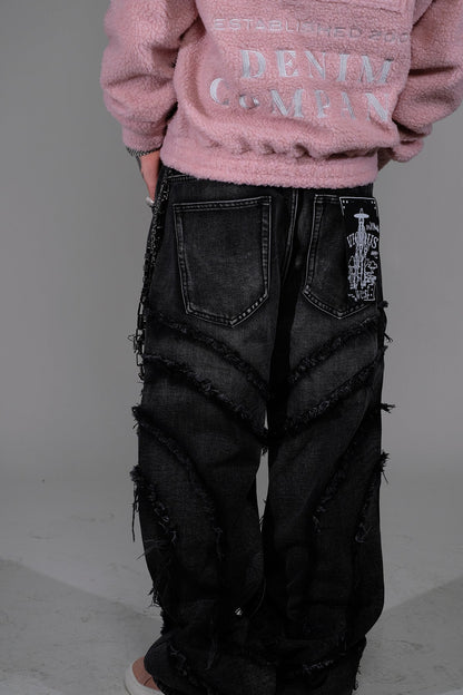 Vicious Spyder Web Baggy Fit Denim Pants Vintage Black by Vicious - 3