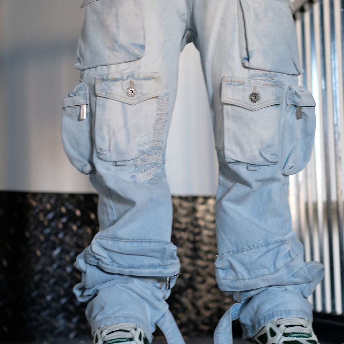 Multi cargo baggy/ loose fit denim by Vicious, view 1