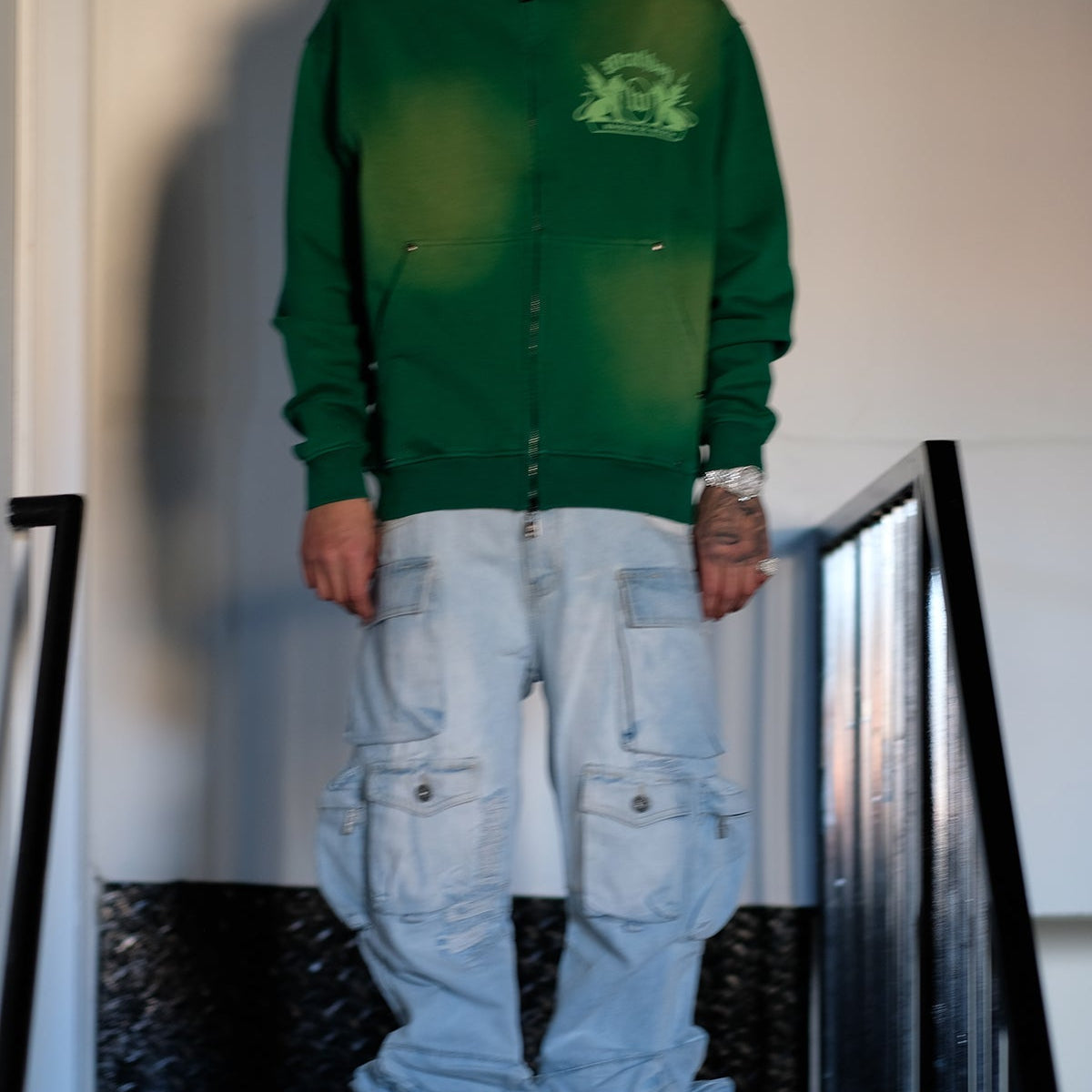 Multi Cargo Baggy/ Loose Fit Denim Light Blue by Vicious - 3