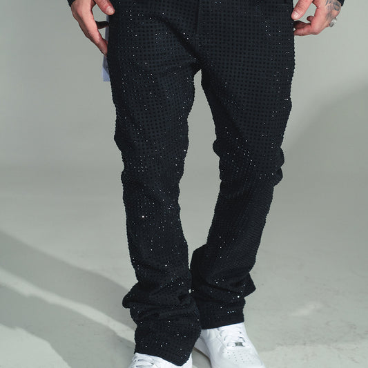 All Over Studded Flare Denim Black by Vicious - 1