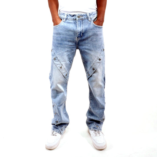 Studded premium western fit denim pant Medium Blue by Vicious - 0