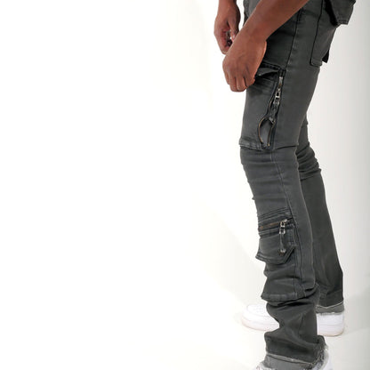 Wax coated flared denim pant Coated Black by Vicious - 1