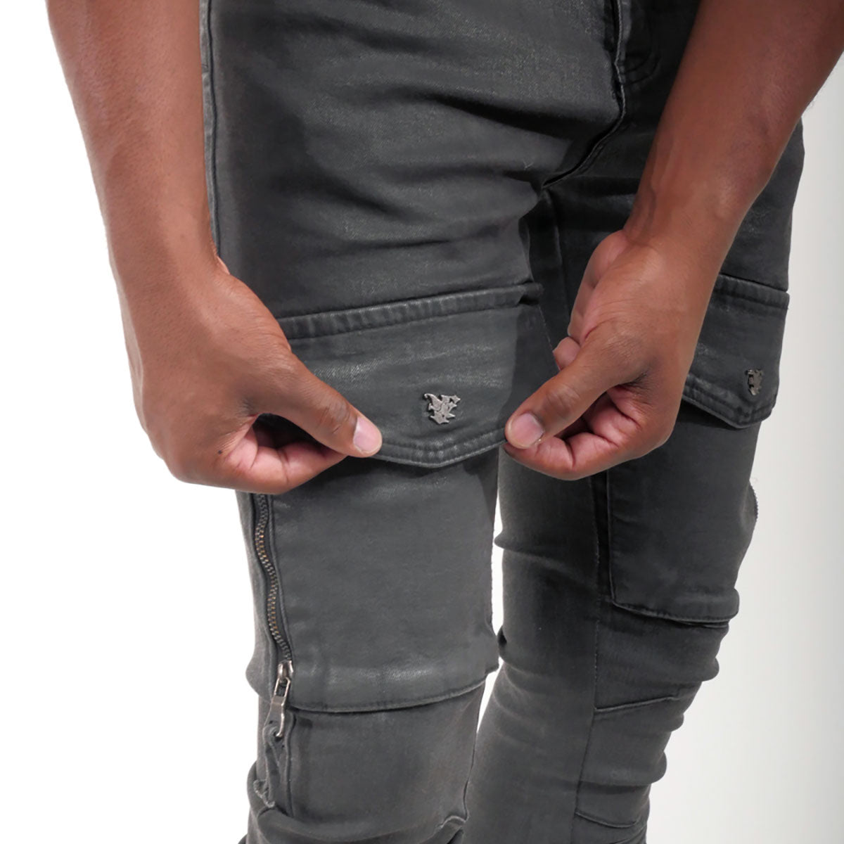 Wax coated flared denim pant Coated Black by Vicious - 2