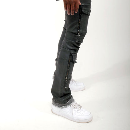 Wax coated flared denim pant Coated Black by Vicious - 4