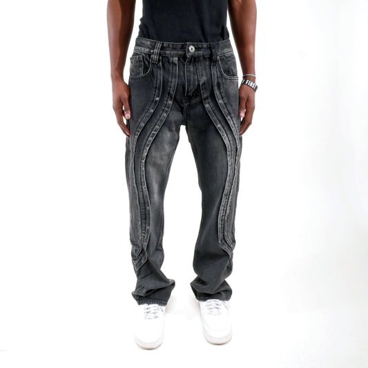 Western fit embroidered denim pant w/ stone details Black by Vicious - 0