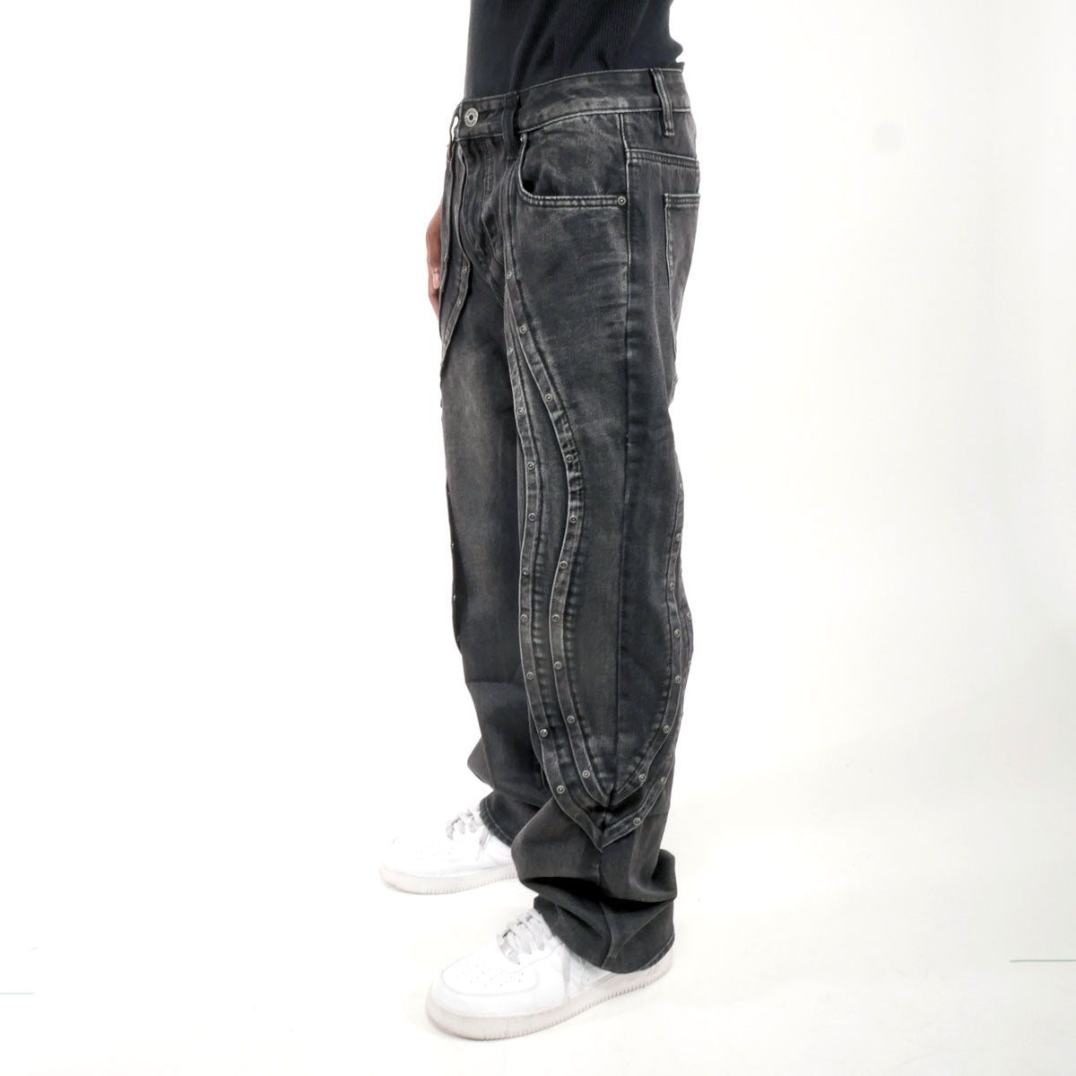 Western fit embroidered denim pant w/ stone details Black by Vicious - 1