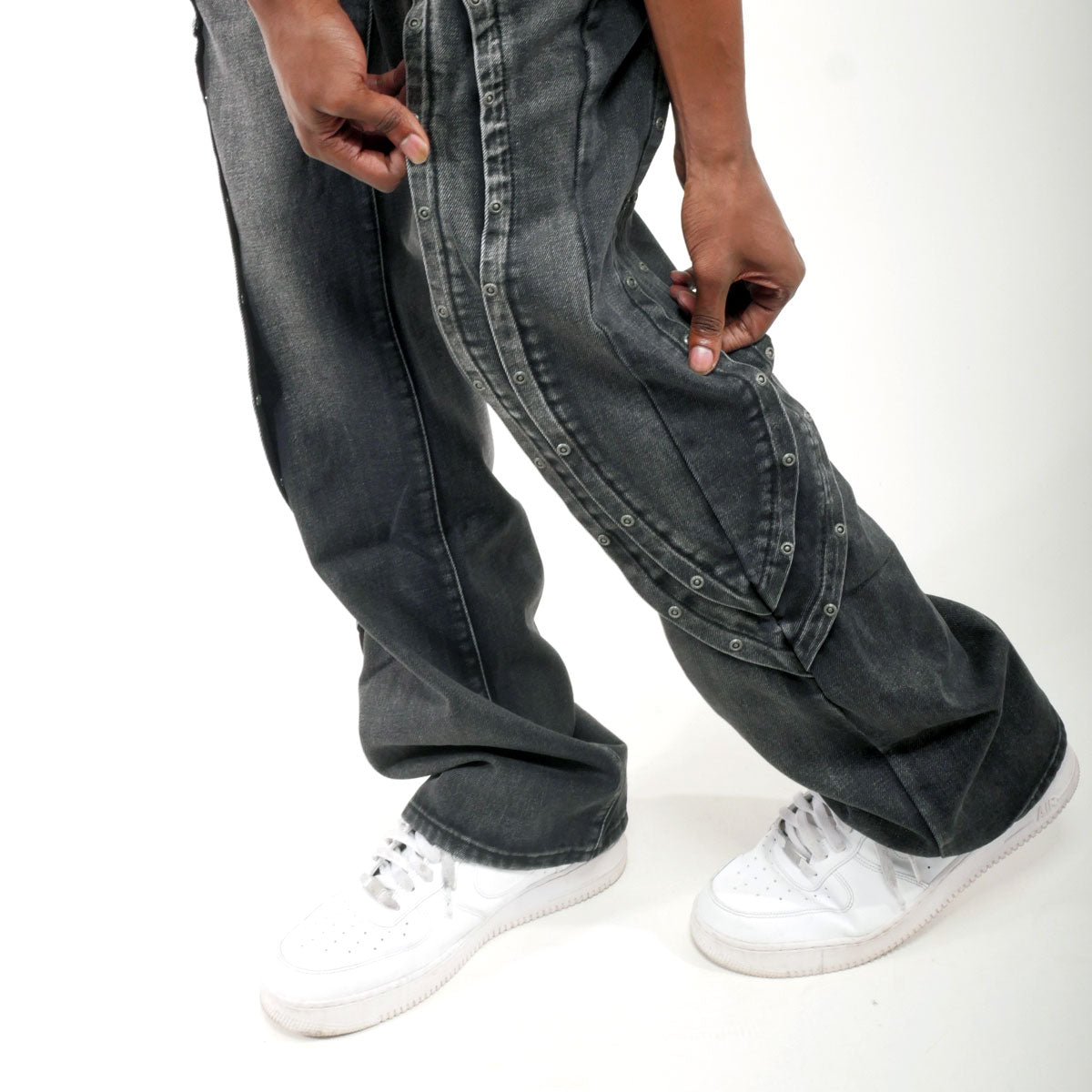 Western fit embroidered denim pant w/ stone details Black by Vicious - 4