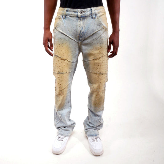 Embellished rhinestone denim pant Light Blue by Vicious - 0