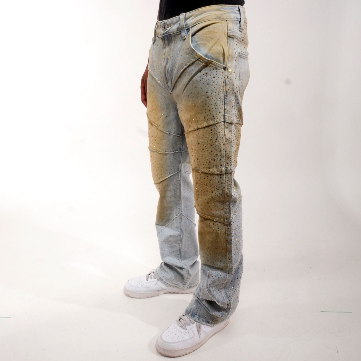 Embellished rhinestone denim pant Light Blue by Vicious - 6