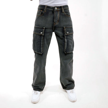 Premium side cargo western fit denim pant Black by Vicious - 0