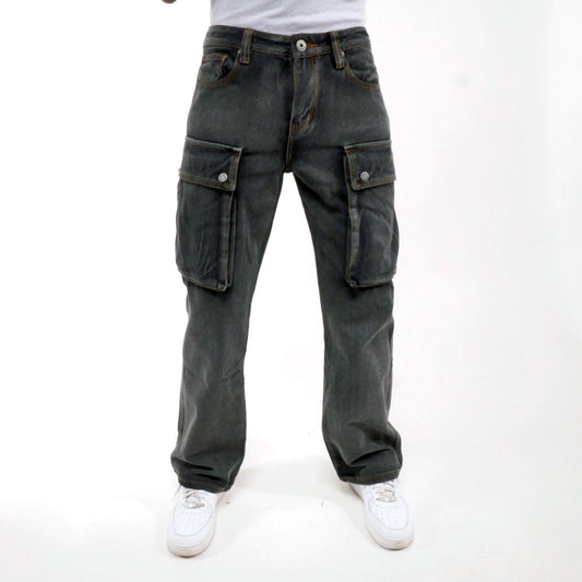 Premium side cargo western fit denim pant Black by Vicious - 0