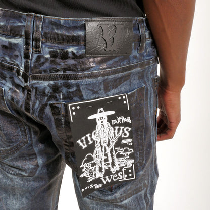 Patch pocket oil slick straight leg jean Medium Indigo by Vicious - 4