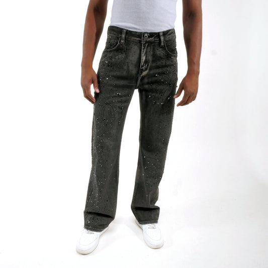 Embellished rhinestone denim pant Black by Vicious - 0