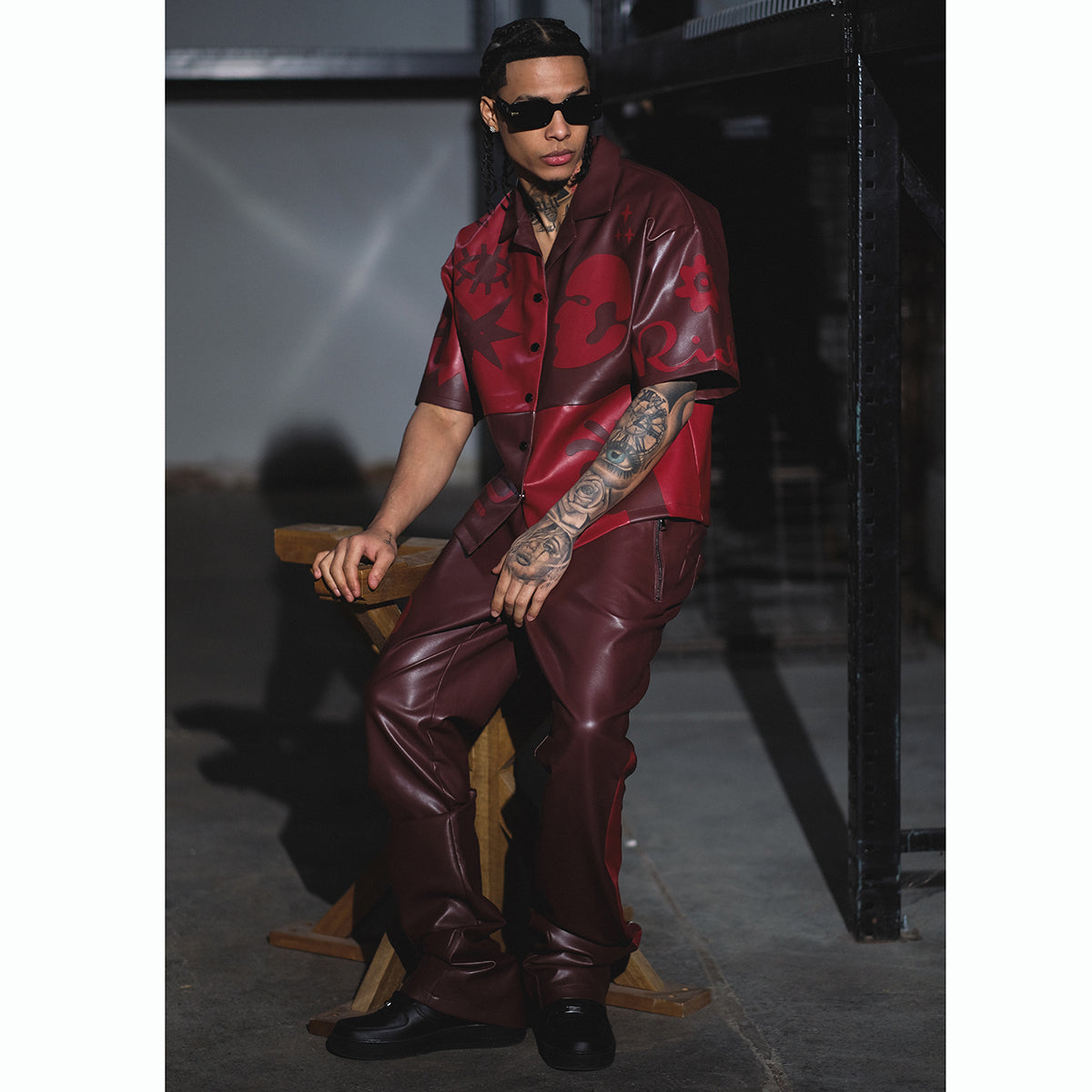 Tribal colorblock button up set Deep Red by Vie+Riche
 - 1