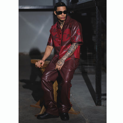 Tribal colorblock button up set Deep Red by Vie+Riche
 - 1