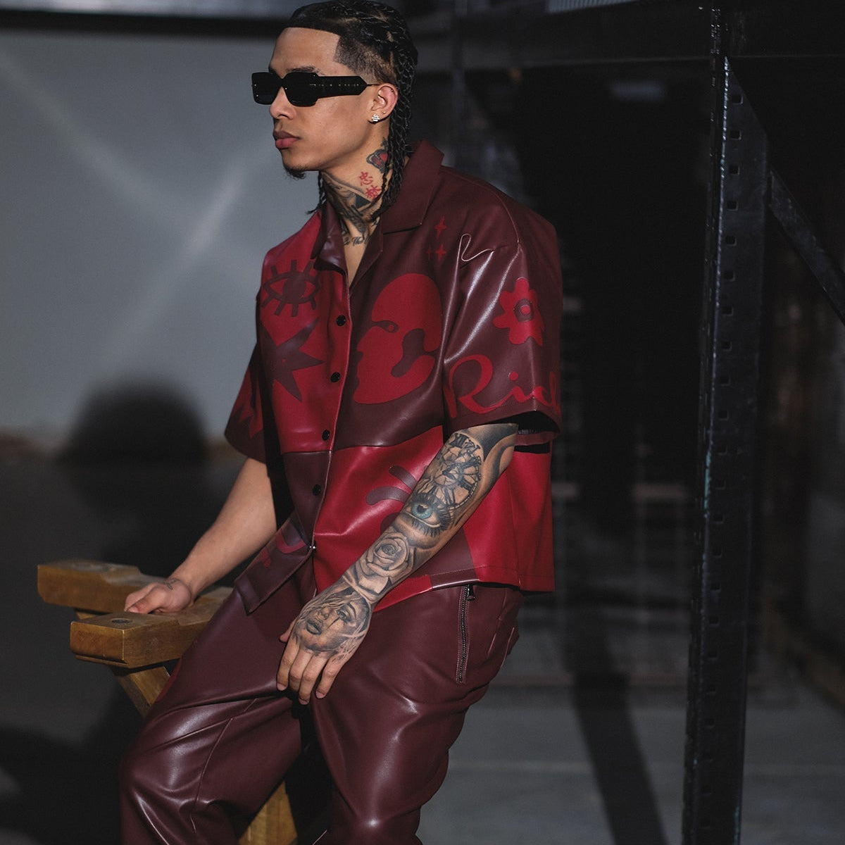 Tribal colorblock button up set Deep Red by Vie+Riche
 - 2