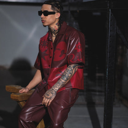 Tribal colorblock button up set Deep Red by Vie+Riche
 - 2