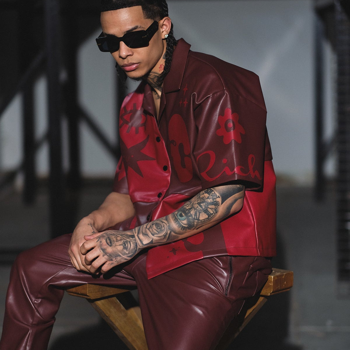 Tribal colorblock button up set Deep Red by Vie+Riche
 - 3