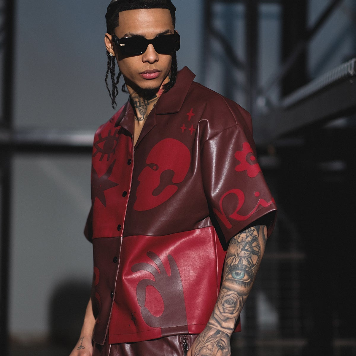 Tribal colorblock button up set Deep Red by Vie+Riche
 - 4