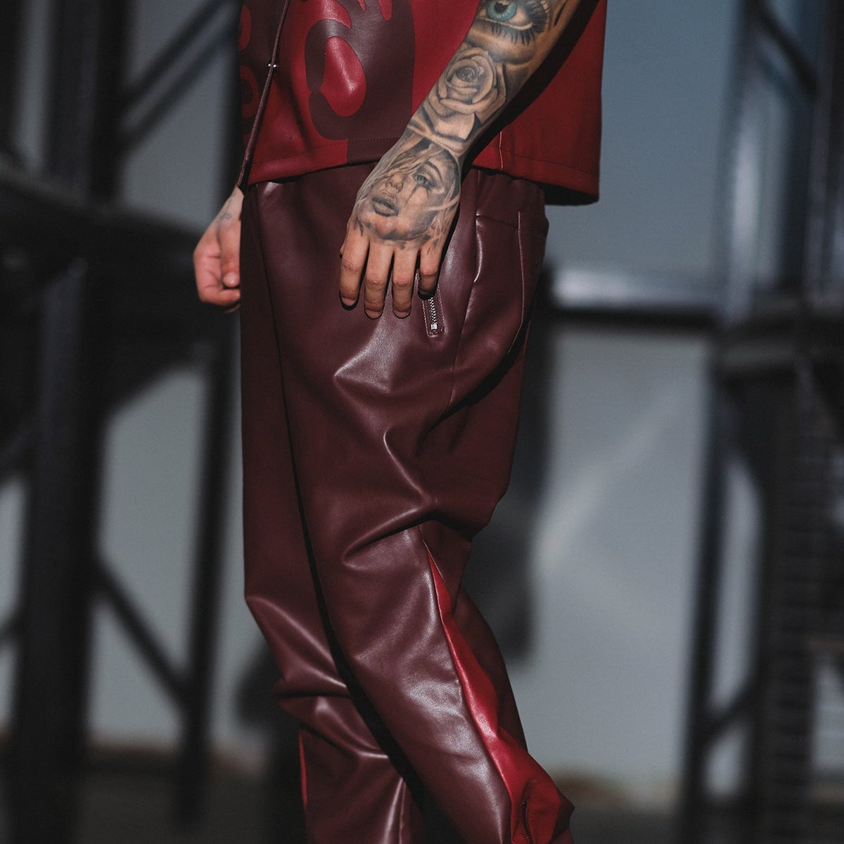 Tribal colorblock button up set Deep Red by Vie+Riche
 - 6