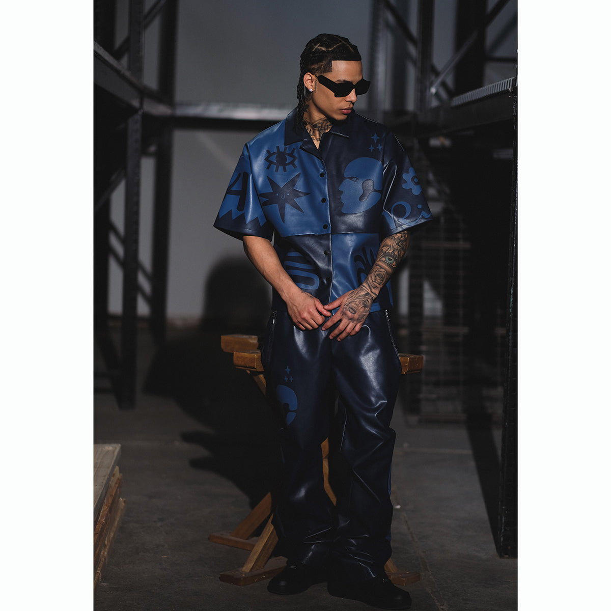 Tribal colorblock button up set Navy by Vie+Riche
 - 1