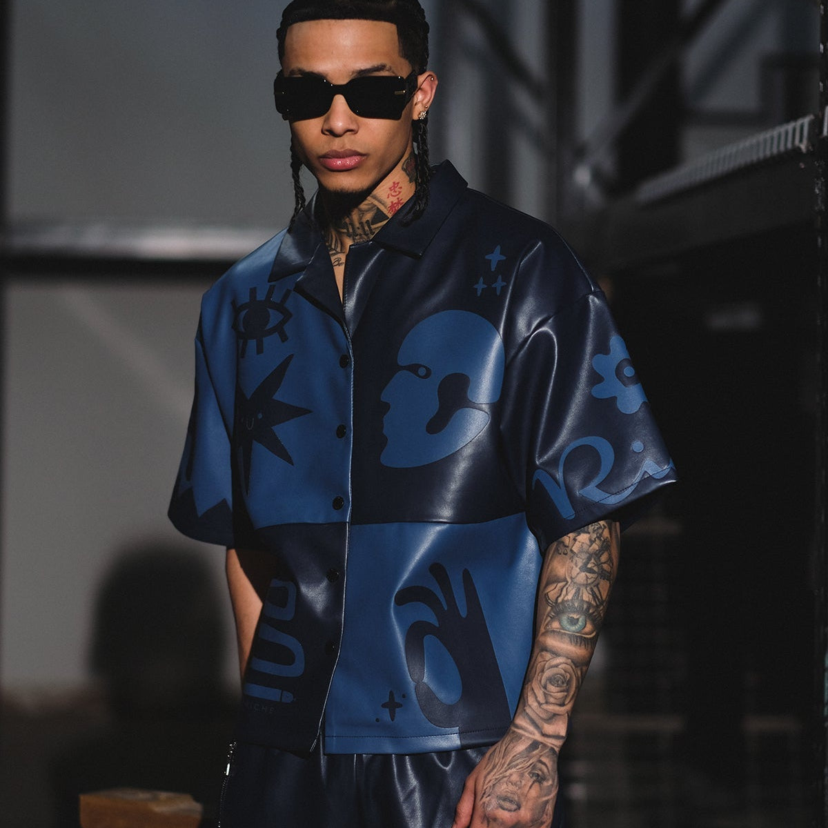 Tribal colorblock button up set Navy by Vie+Riche
 - 2