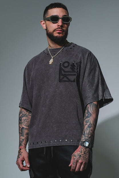 Tribal stones tee Acid Wash Grey by Vie+Riche
 - 4