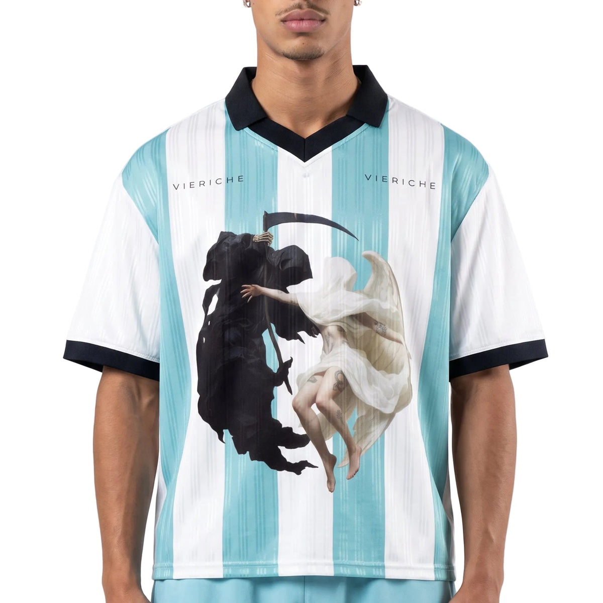 Duality Striped Collared Soccer Jersey by Vie+Riche, view 1